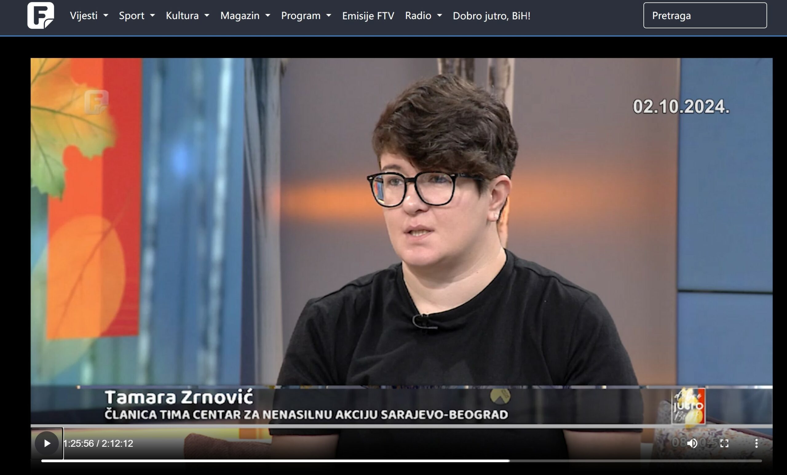 Članica CNA tima na FTV o Međunarodnom danu nenasilja