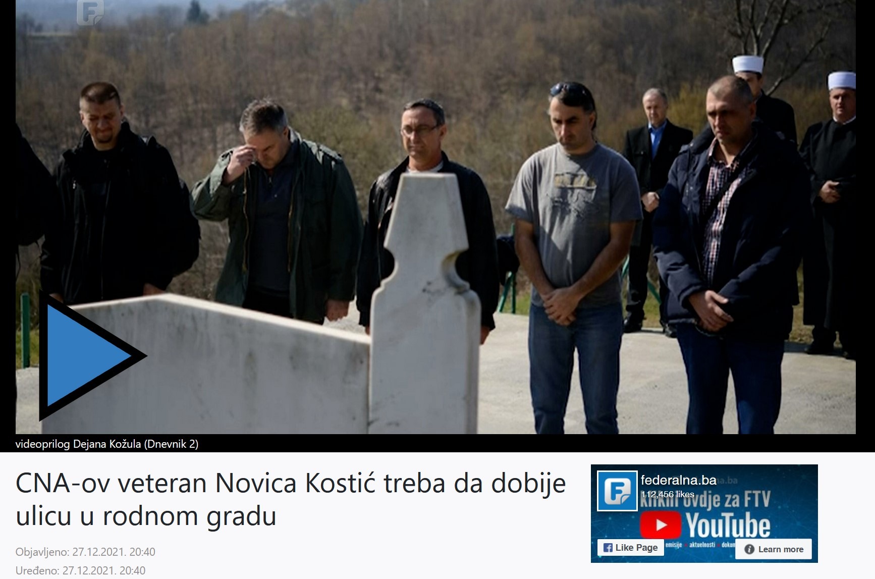 Federalna televizija o CNA inicijativi da se ulica u Vlasotincu nazove po Novici Kostiću