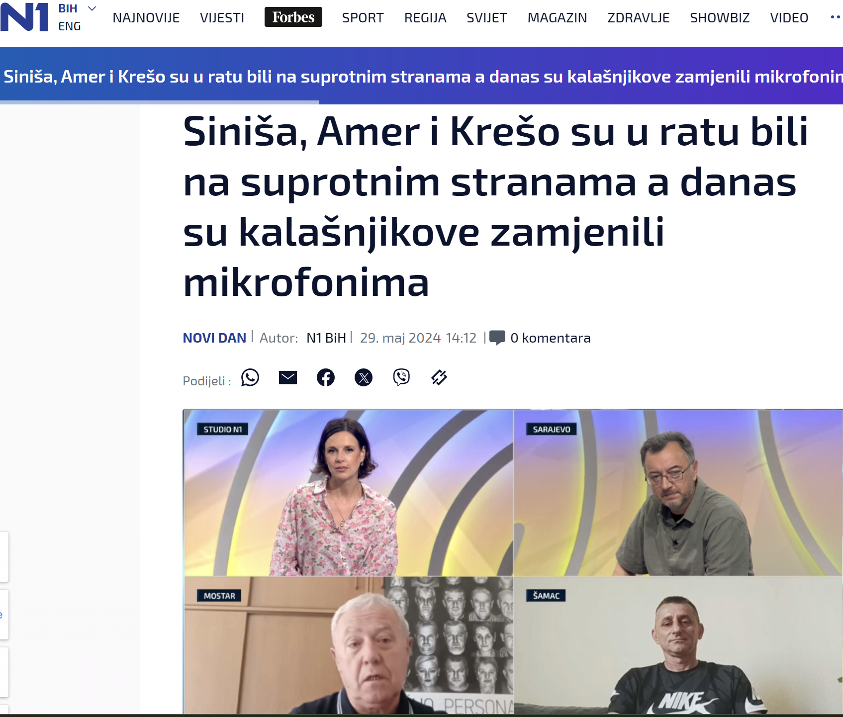 Za N1.ba govorili su Siniša, Amer i Krešo, bivši ratni veterani