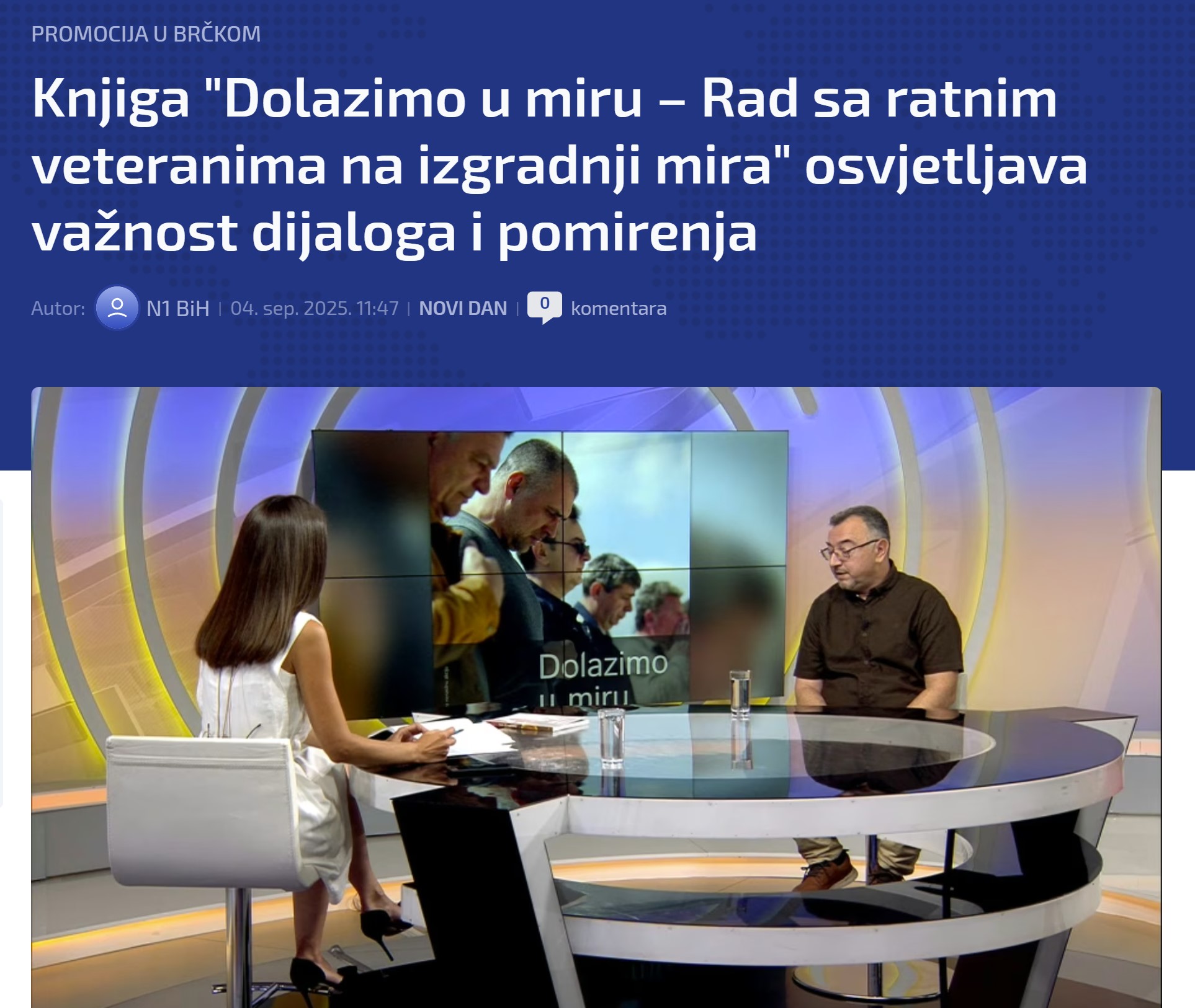 N1info.ba o knjizi “Dolazimo u miru: Rad sa ratnim veteranima na izgradnji mira”