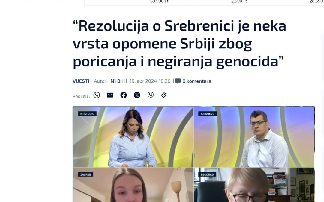 N1info.ba o Rezoluciji o Srebrenici i kulturi sjećanja