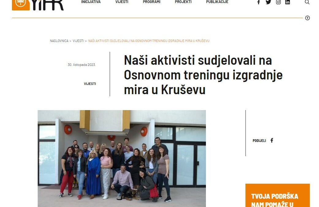 YIHR Hrvatske o utiscima svojih aktivista na 45. Osnovnom treningu CNA