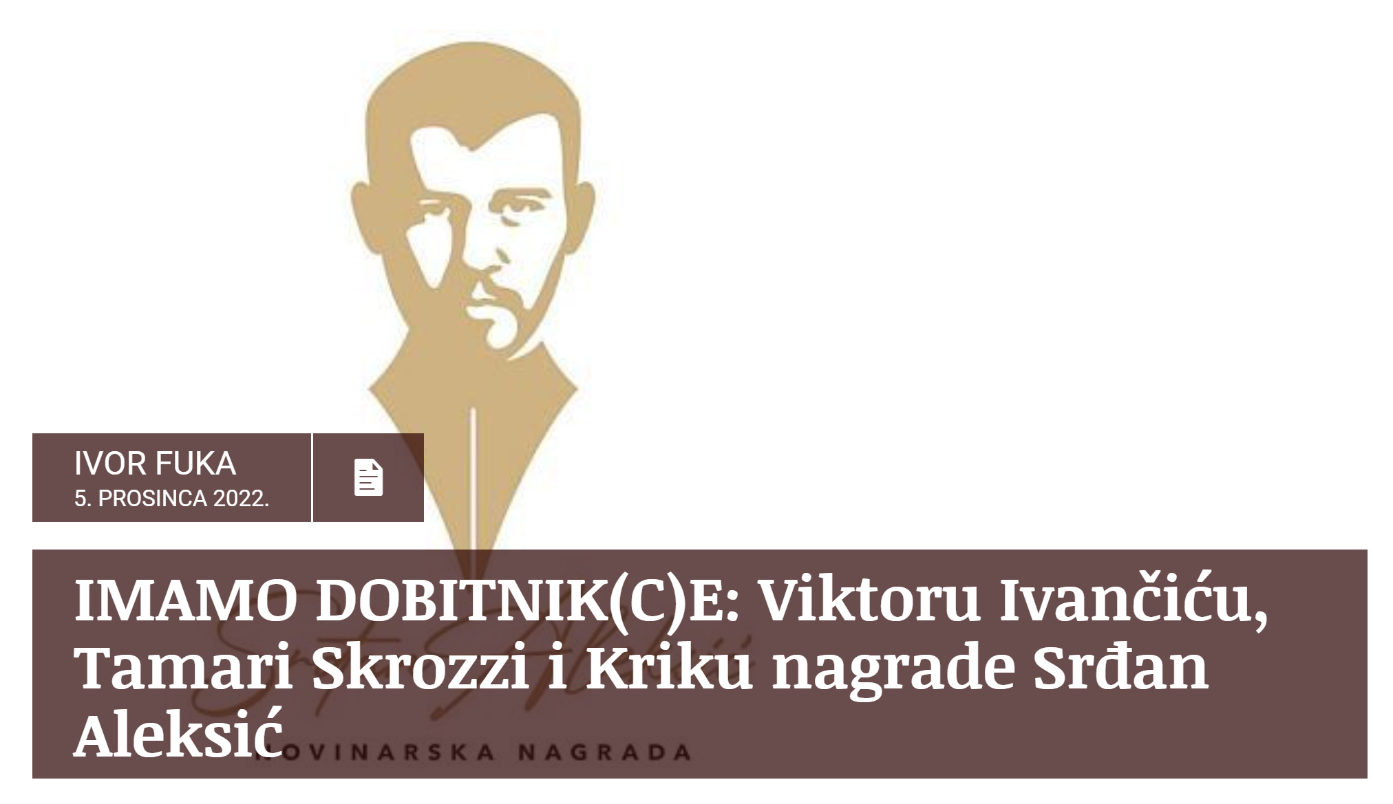 Tamara Skrozza, Viktor Ivančić i KRIK dobitnici Regionalne nagrade “Srđan Aleksić”